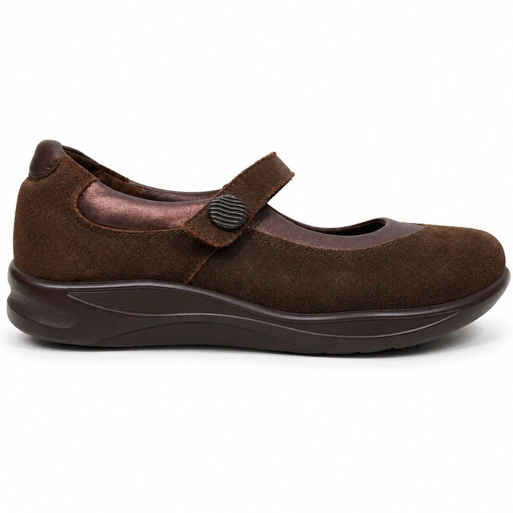 SAS Tripad Comfort Mary Jane Shoes Brown Suede 9.5 Wide USA Leather Academia